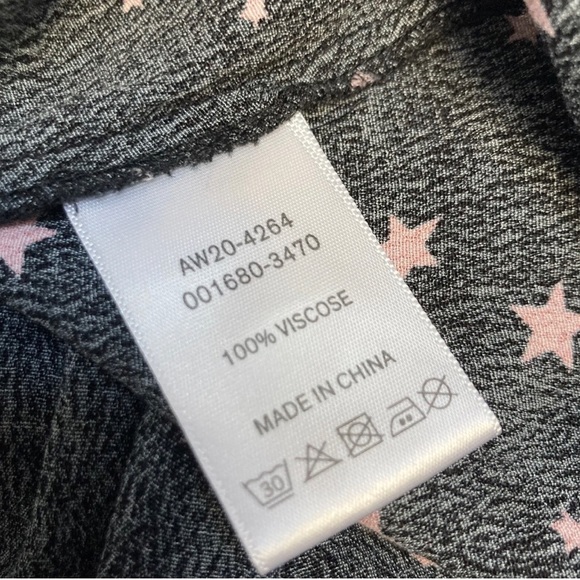 Hush Star Print Susannah Dress Size 8 Black Pink Star 3/4 Sleeve Button Viscose - Picture 13 of 13